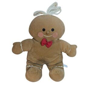 Gibson Greetings Gingerbread Man Plush Doll With Bow Tie & Hair Yarn 12"